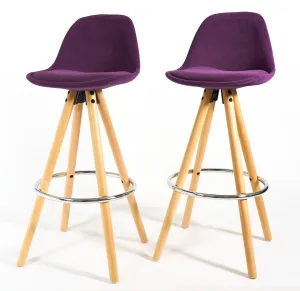 Barcelona Bar Stools Matte Velvet - Purple