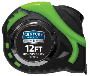 Century Drill And Tool Tape Measure High Visibility 12ft Length 1/2″ Blade Width (12' X 1/2")