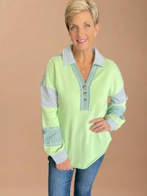 Color Block Top in Apple Green