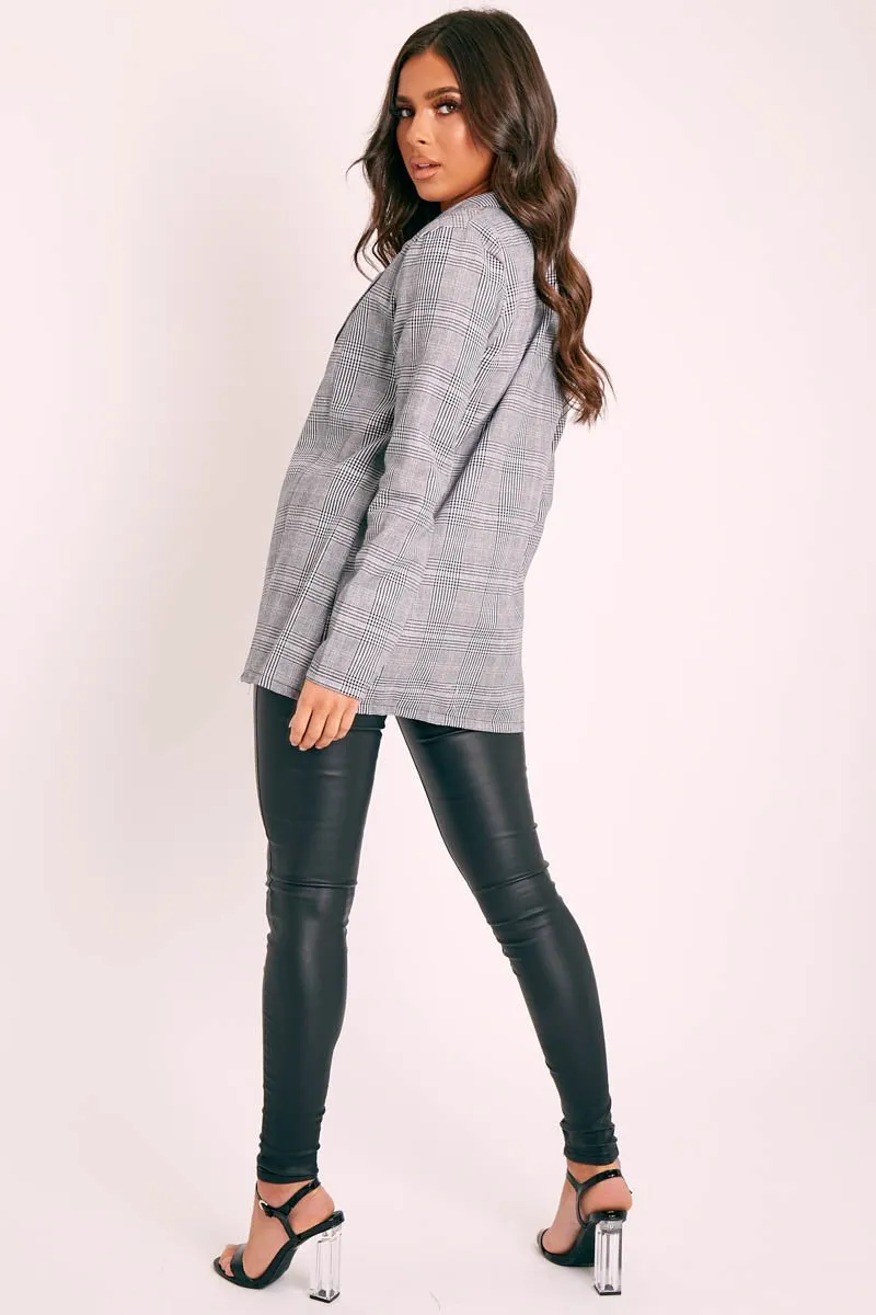 Grey Check Single Breasted Blazer - Emorie