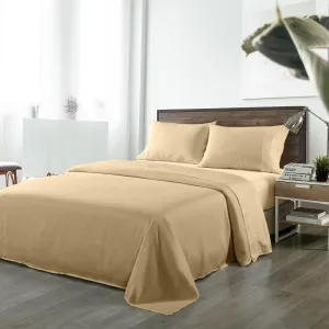 Royal Comfort Bamboo Blended Sheet & Pillowcases Set 1000TC Ultra Soft Bedding - Queen - Oatmeal